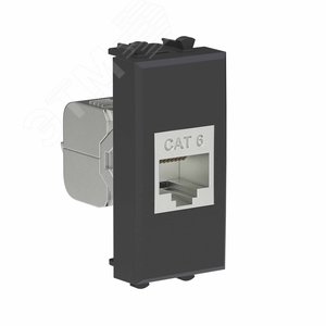 Avanti Компьютерная розетка RJ-45 без шторки модульная, кат.6 экранированная,  Черный матовый, 1 модуль - фото 2