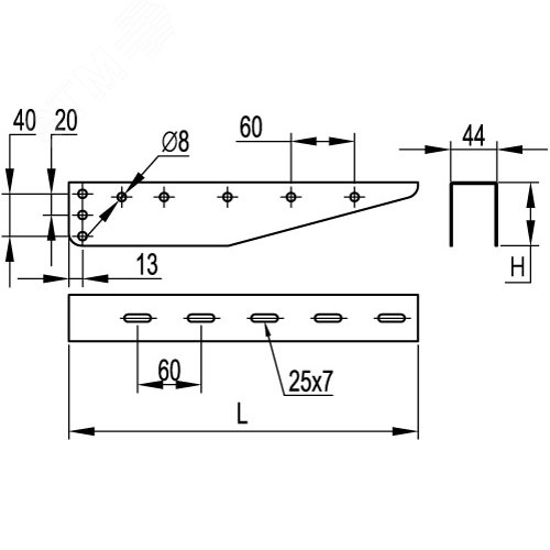 Угол горизонтальный изменяемый СРО 0-44 градусов 200х80 - фото 2