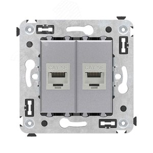 Avanti Компьютерная розетка RJ-45 без шторки в стену, кат.5e двойная экранированная,  Закаленная сталь - фото 1