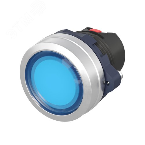 Кнопка плоская прозрачная без фиксации, синяя, алюминий - фото 1