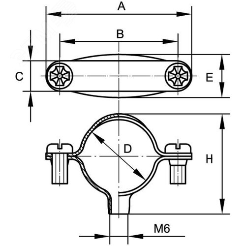 Хомут стальной с внутренней резьбой М6 диам.25-26мм - фото 2