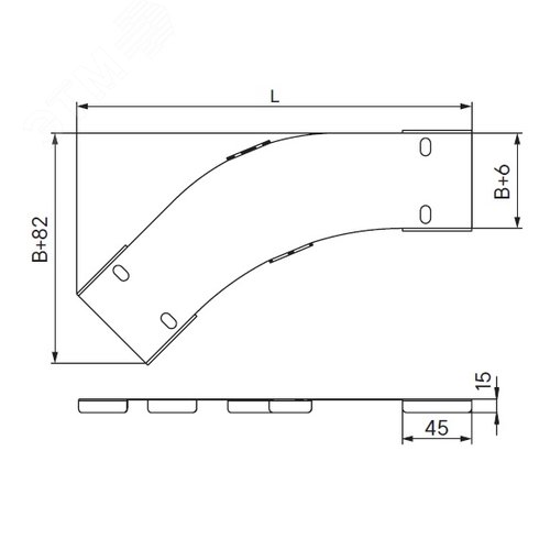 Крышка на угол горизонтальный 45 градусов 50, 1,5 мм, горячий цинк, в комплекте с крепежными элементами необходимыми для монтажа - фото 2