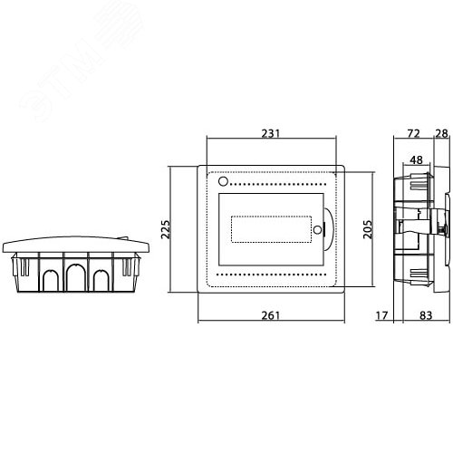 Щит встраиваемый с дверью 8 модулей IP41 белый с усиленным клеммным блоком 1х87308 - фото 4