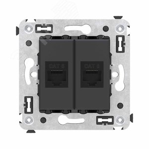 Avanti Компьютерная розетка RJ-45 без шторки в стену, кат.6 двойная,  Черный матовый - фото 1