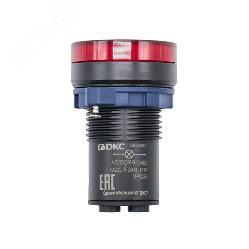 Сигнальная лампа со встроенным диодом 9-24В, красная, зажим Plug-In - фото 2