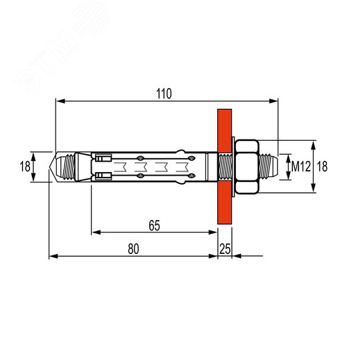 Анкер М12 стандартный со шпилькой (1 уп.-20 шт.) - фото 2