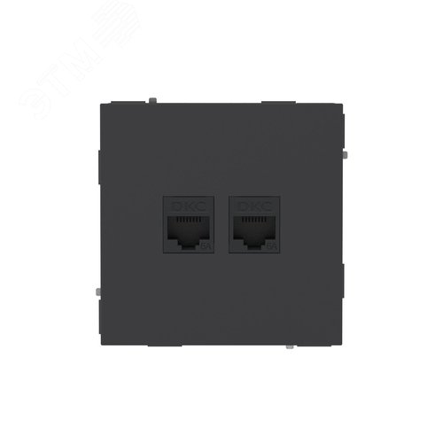 Компьютерная розетка RJ-45 без шторки, кат.6А двойная, KANT, черный уголь - фото 1