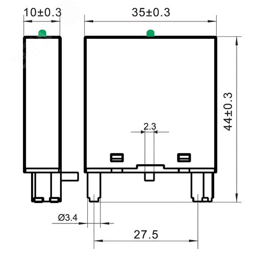 Модуль индикации и защиты, LED зеленый+Варистор A1+, 24V AC/DC - фото 2