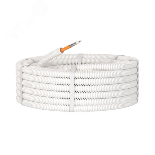 Элетротруба из ПЛЛ не содержит галогенов гибкая   гофрированная д.20мм цвет белый с кабелем SAT     нг(А)-HF 100 м - фото 2
