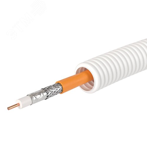 Элетротруба из ПЛЛ не содержит галогенов гибкая   гофрированная д.20мм цвет белый с кабелем SAT     нг(А)-HF 100 м - фото 3