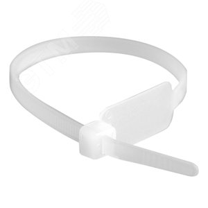 Хомут P6.6 маркировочный, белый 4,8x200, вертикальная табличка под замком 27x12,9 - фото 1