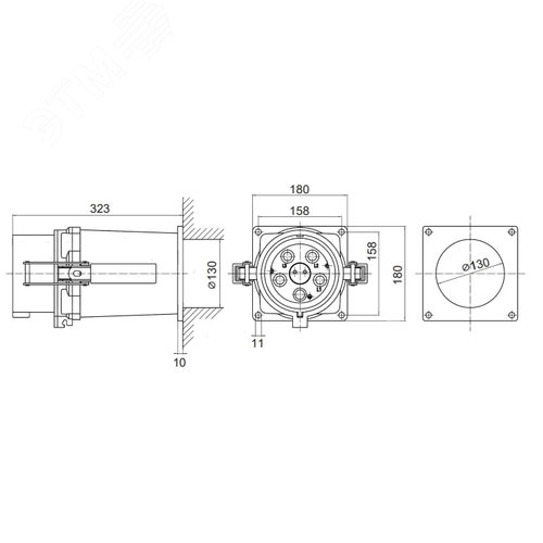 Вилка панельная PSP IP67 400А 3P+E 690В - фото 2