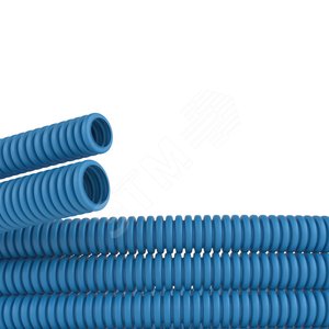 Труба ППЛ гибкая гофрированная D=32мм сверхтяжелая без протяжки 25м синий