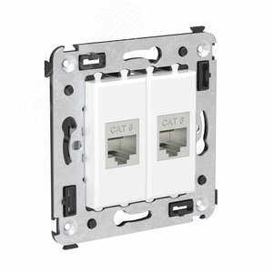 Avanti Компьютерная розетка RJ-45 без шторки в стену, кат.6 двойная экранированная,  Белое облако - фото 2