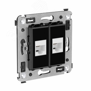 Avanti Телефонная розетка RJ-12 без шторки в стенудвойная Черный квадрат - фото 2