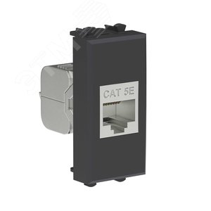 Avanti Компьютерная розетка RJ-45 без шторки модульная, кат.5е экранированная,  Черный матовый, 1 модуль - фото 2