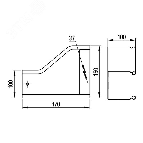 Переходник RRS левосторонний 150/100 H100 в комплекте с крепежными элементами и соединительными пластинами - фото 4