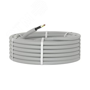 Электротруба ПВХ гибкая гофр. д.20мм, цвет серый, с кабелем ВВГнг(А)-LS3х1,5мм РЭК ГОСТ+, 100м