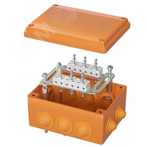 Коробка пластиковая FS с кабельными вводами и клеммникамиIP55,240х190х90мм,8р, 450V,20A,10мм.кв, нерж.контакт