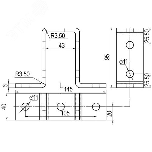 Крепление стеновое для двойного С-образного       профиля 41х41, горячеоцинкованное - фото 2