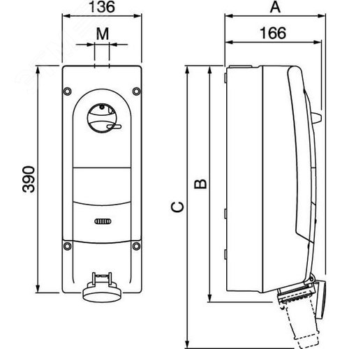 Розетка наружной установки с механической блокировкой и DIN-рейкой на 6 модулей IP44 16A 3P+E 400В - фото 2
