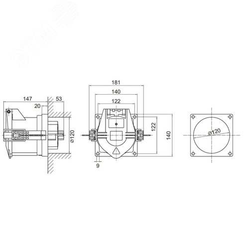 Розетка панельная PSS IP67 200A 3P+E+N 690В - фото 4