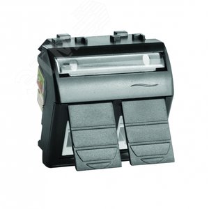 Изображение товара Розетка компьютерная RJ45х2 категория 5е 2 разъема PcNET черная (шт)