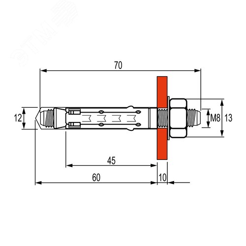 Анкер стандартный со шпилькой М8 горячеоцинкованный - фото 2