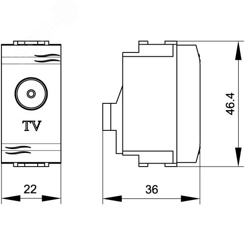 BRAVA Розетка телевизионная TV с согласующим сопротивлением универсальная белая - фото 2