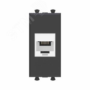 Avanti Телефонная розетка RJ-12 без шторки модульная, Черный матовый, 1 модуль - фото 1