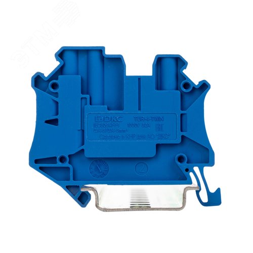 Клемма проходная, винтовой зажим, 3 точки подключения, 4 кв.мм, синяя - фото 2