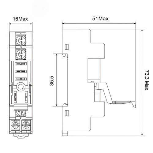 Колодка c винтовыми клеммами низкопрофильная для реле IR на 1 группу контактов - фото 5