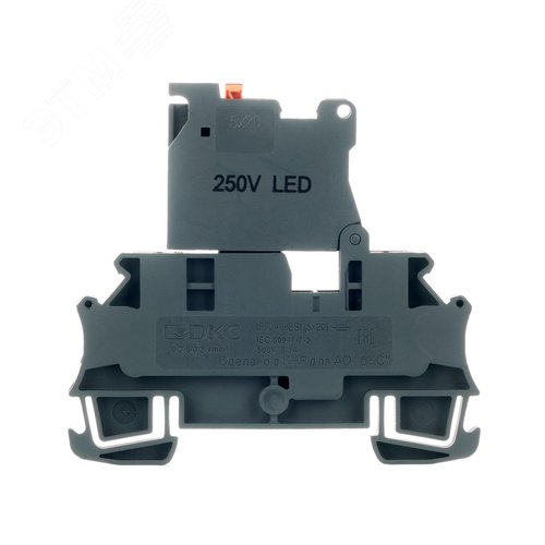 Клемма для предохранителя, зажим push-in, 2 точки подключения, 4 кв.мм, серая - фото 2