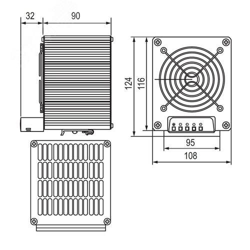 Обогреватель в алюминиевом корпусе с вентилятором 500 Вт, 115 В AC - фото 5