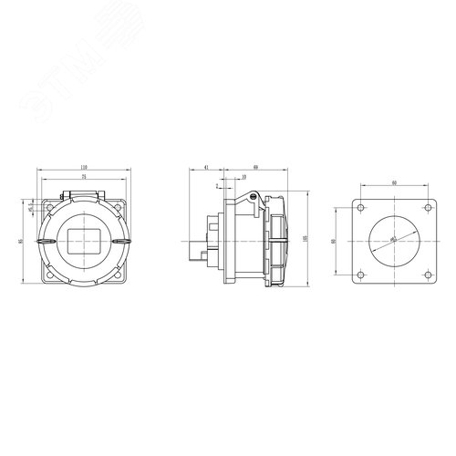 Розетка скрытая IP67 32A 3P+E+N 400В - фото 2