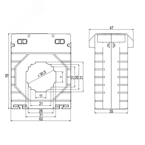 Трансформатор тока CT30 600/5А, класс точности 0.2S, 2.5ВА - фото 2