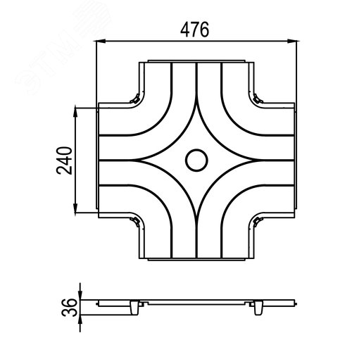Крышка к ответвителю Х-образный оптического лотка 240 мм - фото 2