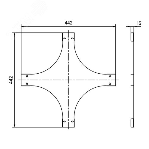 Крышка на Х-образный ответвитель 50, 2,0 мм, цинк-ламель, в комплекте с крепежными элементами необходимыми для монтажа - фото 2