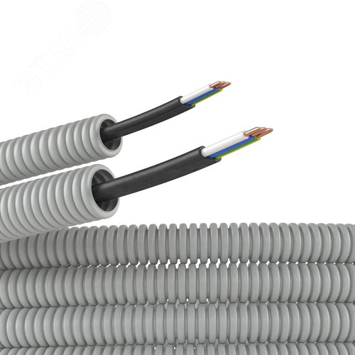 Изображение товара Электротруба ПВХ гибкая гофр. д.20мм, цвет серый, с кабелем ВВГ-Пнг(А)- LS3х2,5мм? Конкорд, 100м (м)