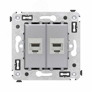 Avanti Компьютерная розетка RJ-45 без шторки в стену, кат.6А двойная экранированная,  Закаленная сталь - фото 1