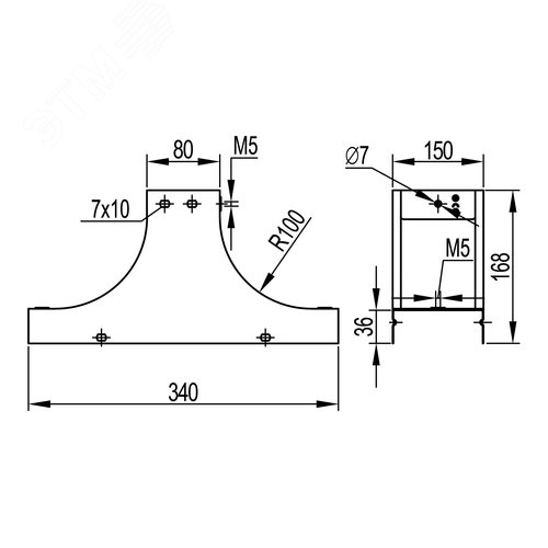 Крышка-ответвитель TS основание 150 H80 в комплекте крепежные элементы соединительные пластины - фото 5