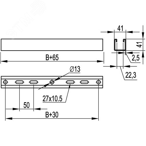 Траверса подвеса лотка шириной до 500 мм горячеоцинкованная - фото 2