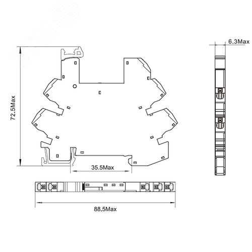 Колодка ультратонкая для реле RIS, входное напряжение 110V AC/DC, push-in клеммы - фото 2