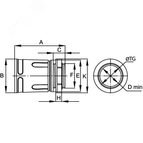 Муфта 32мм труба-коробка IP67 М32х1.5 - фото 2