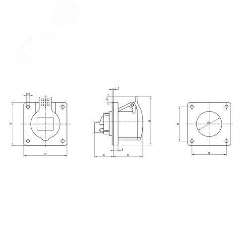 Розетка скрытой установки IP44 32A 3P+E 400V - фото 4
