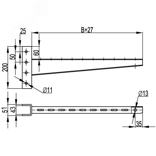 Консоль быстрой фиксации для тяжелых нагрузок 500 мм горячеоцинкованная - фото 2