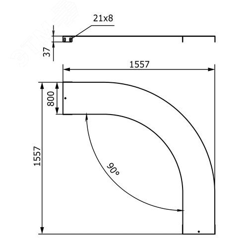 Крышка на угол 90 градусов основание 800мм R=660мм - фото 2