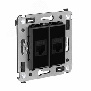 Avanti Компьютерная розетка RJ-45 без шторки в    стену, кат.6 двойная Черный квадрат - фото 2