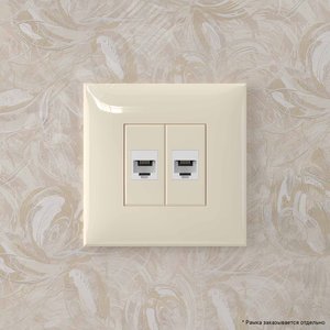 Avanti Телефонная розетка RJ-12 без шторки в стену двойная, Ванильная дымка - фото 5