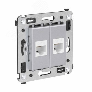 Avanti Компьютерная розетка RJ-45 без шторки в стену, кат.6 двойная,  Закаленная сталь - фото 2